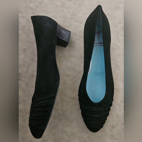 Thierry Rabotin Drape Upper Black Suede Pumps Women 39.5 Made in Italy - Picture 1 of 5